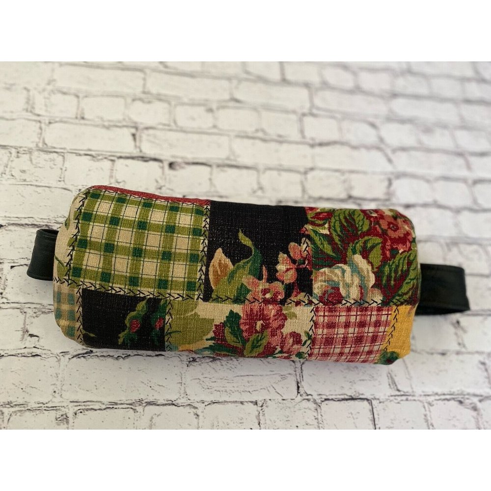 Vintage Lumbar Pillow Hook‎ and Loop Back Strap Floral Patchwork Fabric 16"x 7"